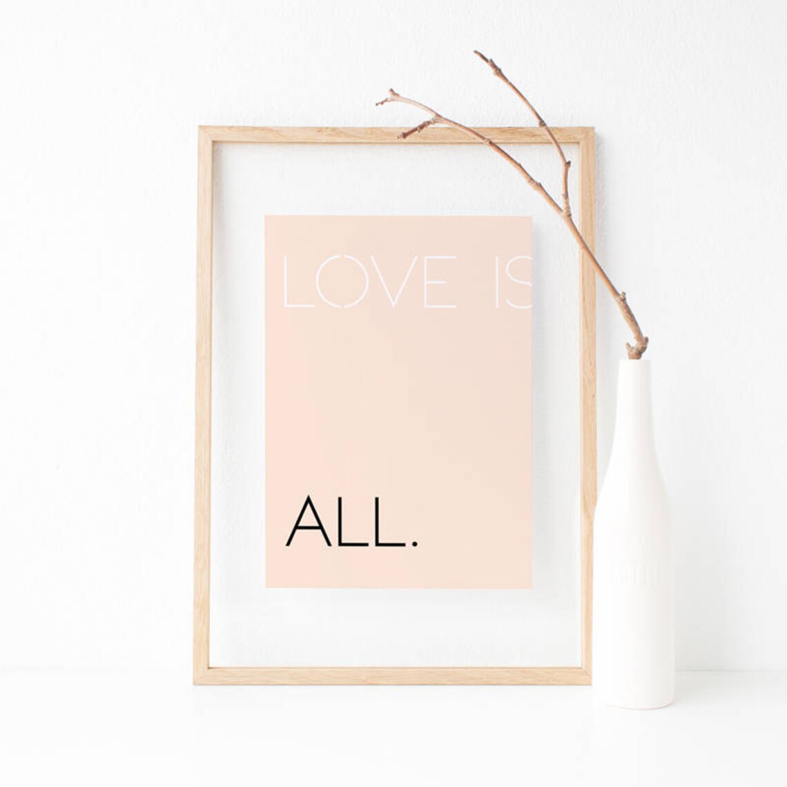 Love Is All Modern Typography Quote Print Peach Blush Nursery Wall Decor - Image 2