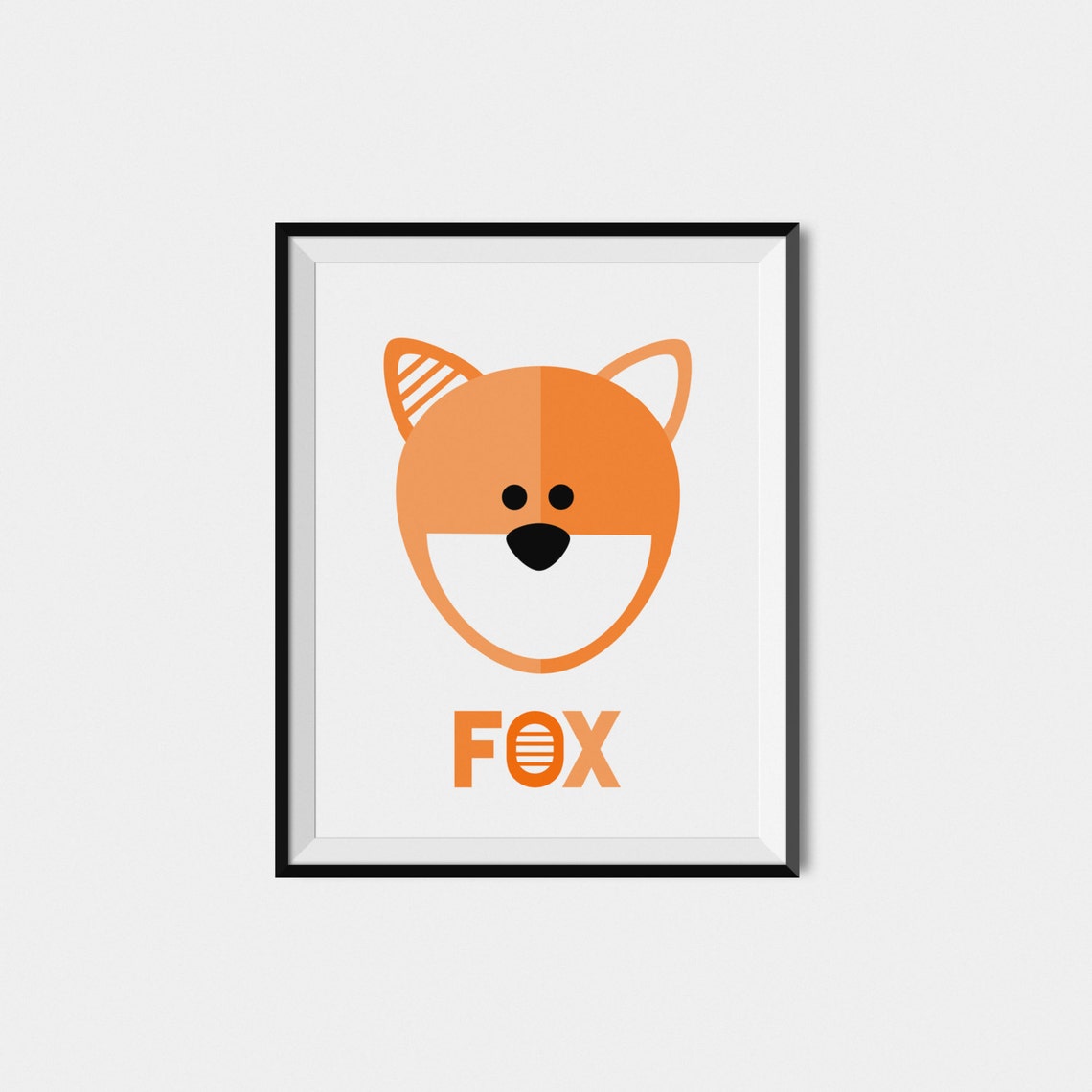 Orange Geometric Fox Head Kids Animal Nursery Wall Poster Fox Decor - Image 2