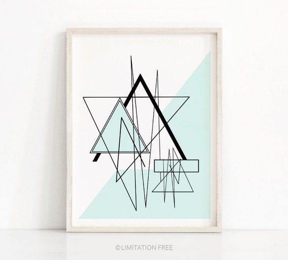 Instant Art Modern Wall Art Abstract Art Print Geometric Art Mint Decor Abstract Print