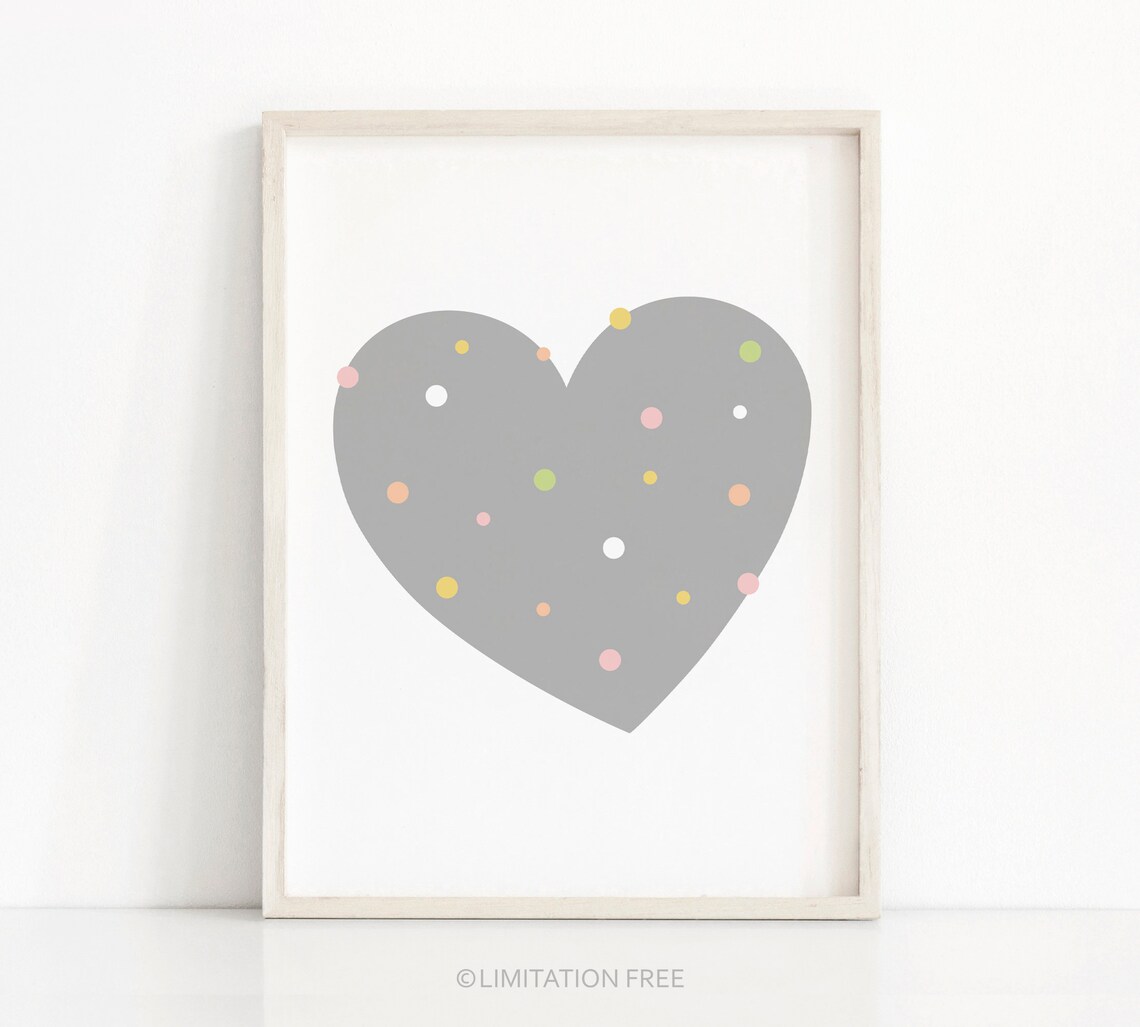 Nursery Heart Art Print, Baby Nursery Wall Decor