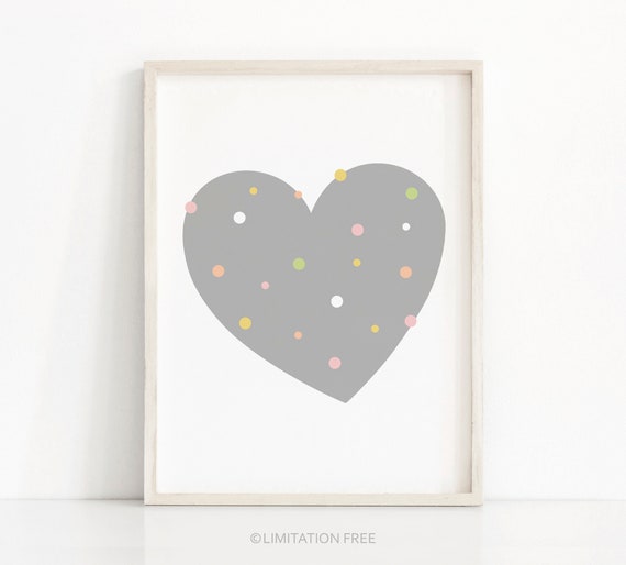 Nursery Heart Art Print, Baby Nursery Wall Decor