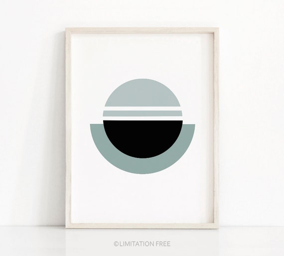 Abstract Wall Art Geometric Print Art Modern Wall Art Print Abstract Print Teal Blue And Black Home Decor Wall Print