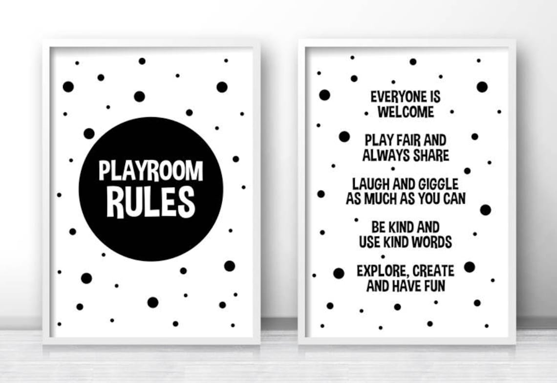 Playroom Rules Monochrome Art Print, Nursery Decor - Image 4