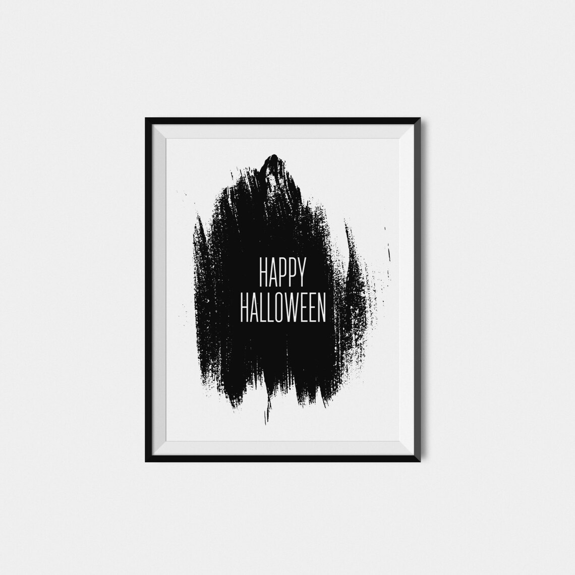 Happy Halloween Wall Art Print, Black and White - Image 2