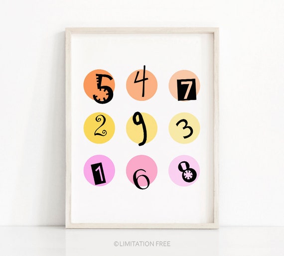 Kids Wall Art Print Nursery Numbers Art Kids Room Decor Numbers Print Nursery Art Childrens Art Kids Kids Numbers Print