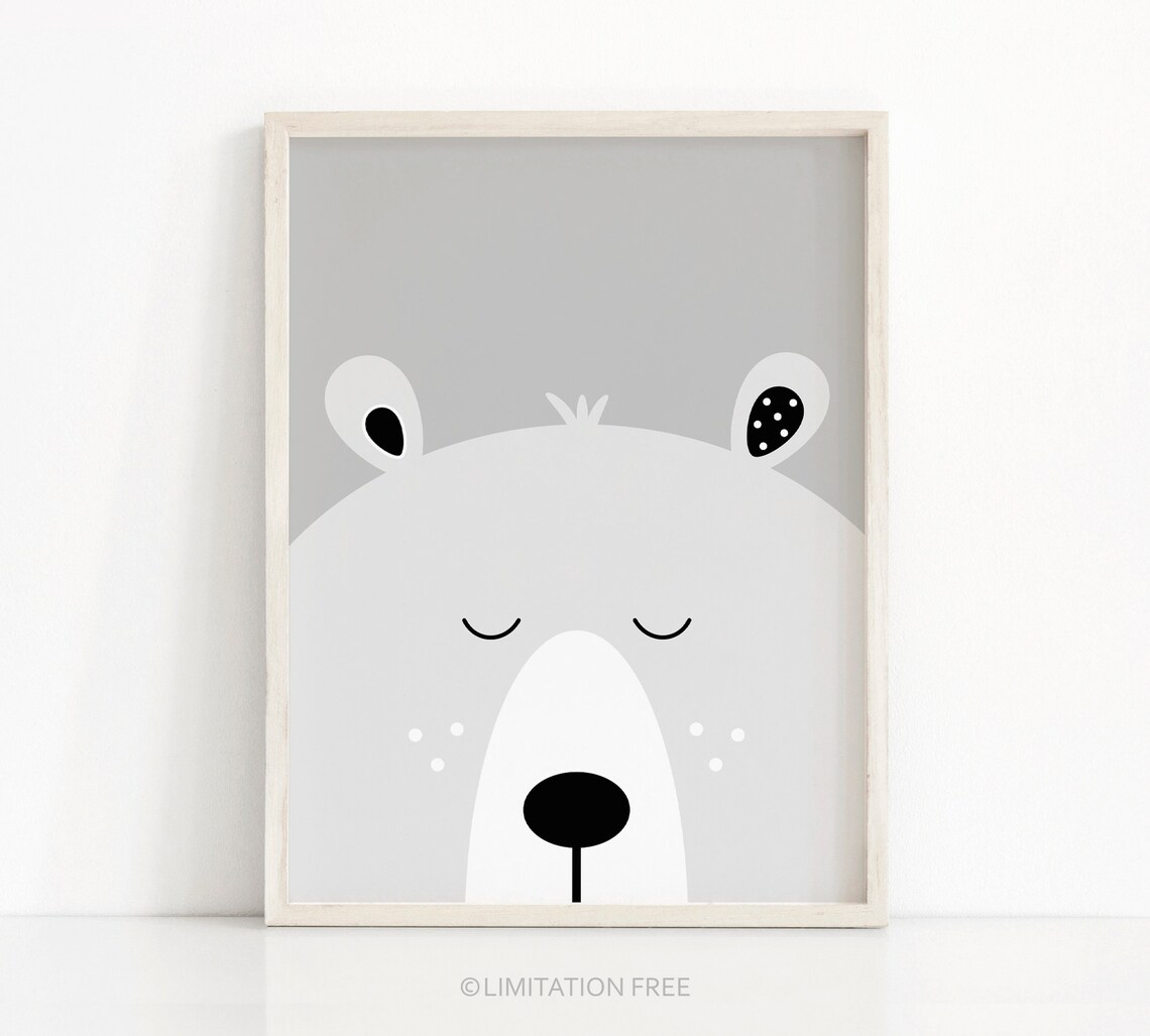 Bear Nursery Decor, Animal Art Print for Kids Room