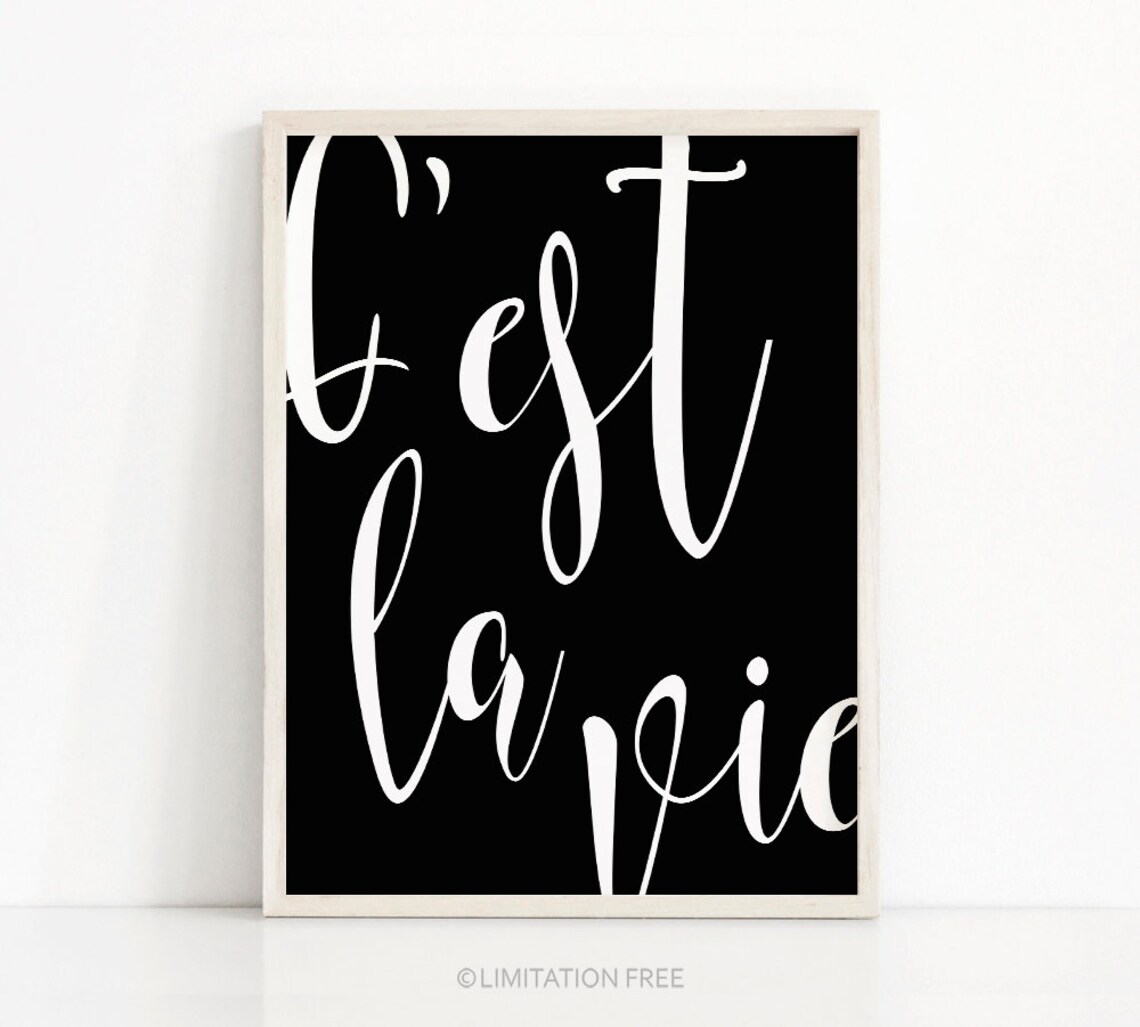 C'est La Vie Typography Poster Print, Black White