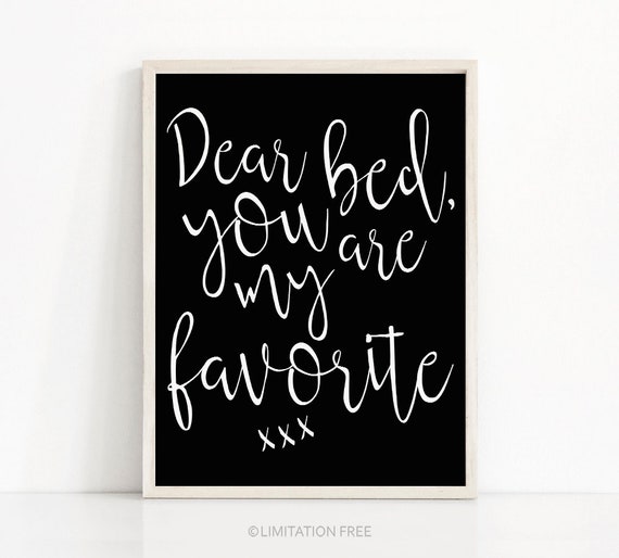 Bedroom Typography Print, Black and White Wall Art