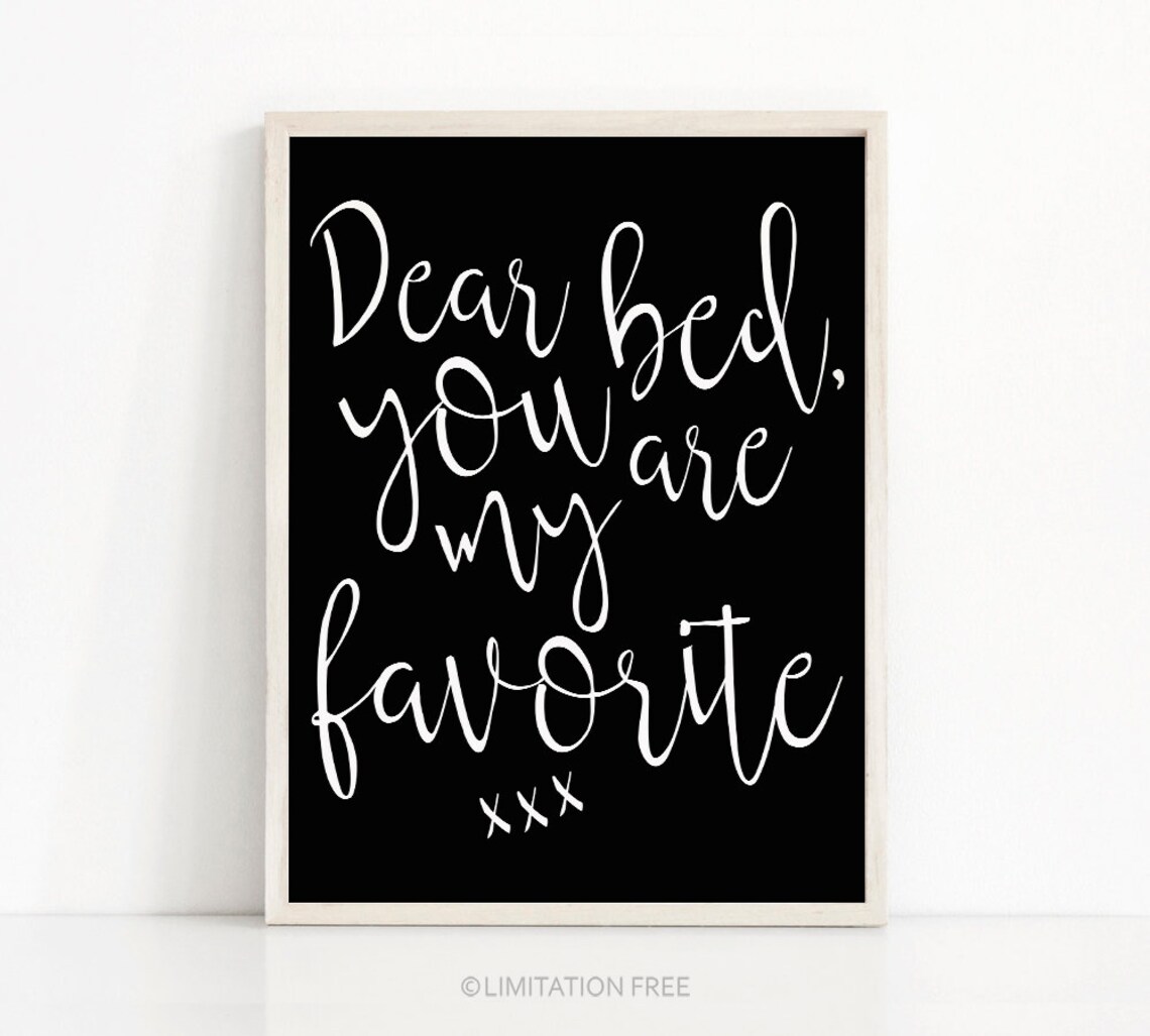 Bedroom Typography Print, Black and White Wall Art
