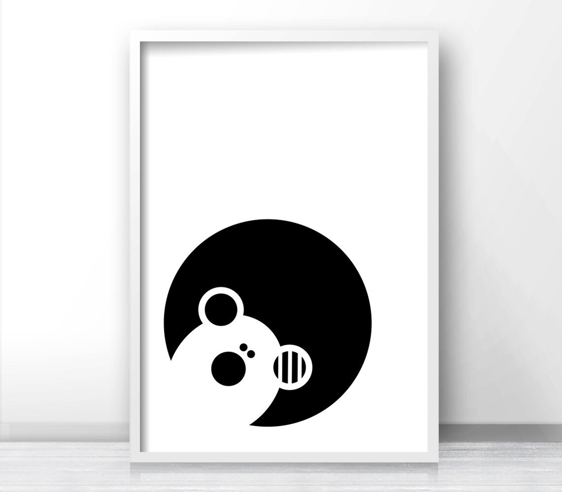 Bear Nursery Art Print, Black And White Kids Decor - Image 2