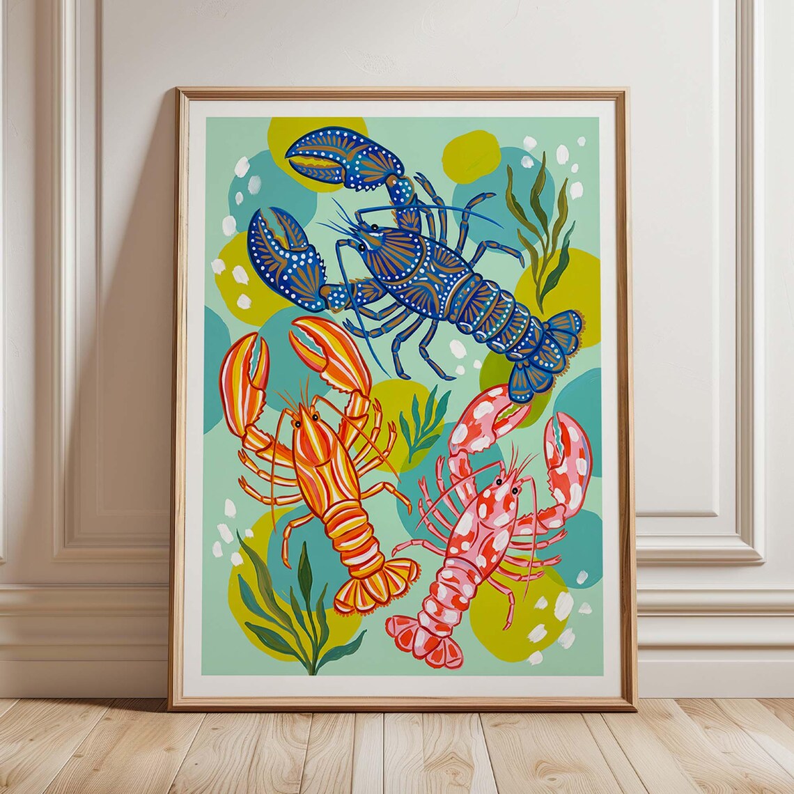 Colorful Lobster, Whimsical Coastal Bathroom Decor