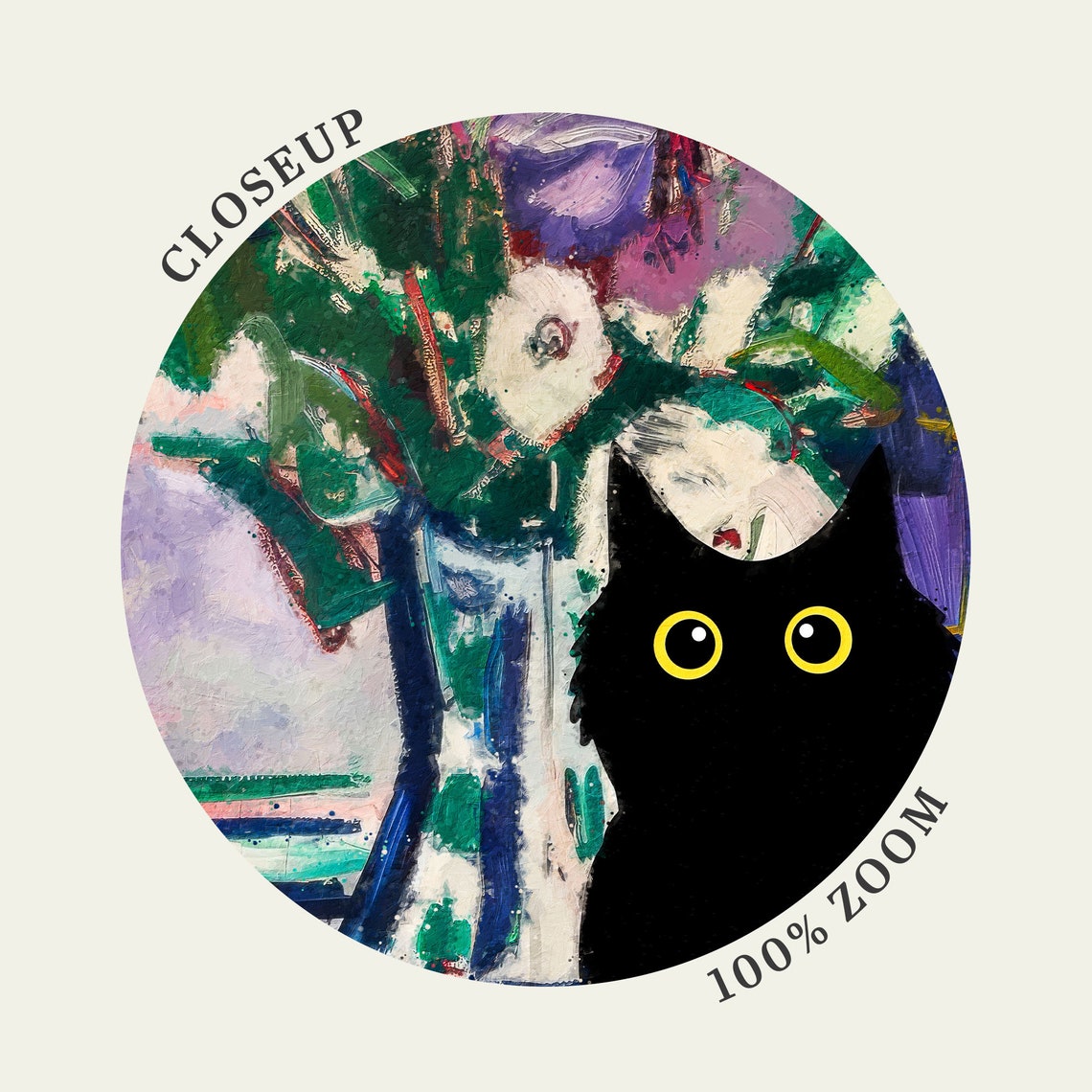 Black Cat In Matisse Inspired Breakfast Still Life With Flowers Poster - Image 4