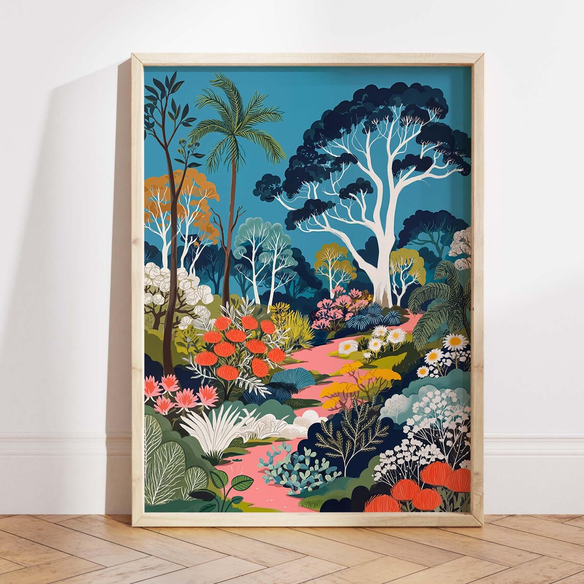 Tropical Garden Landscape, Maximalist Nature Decor