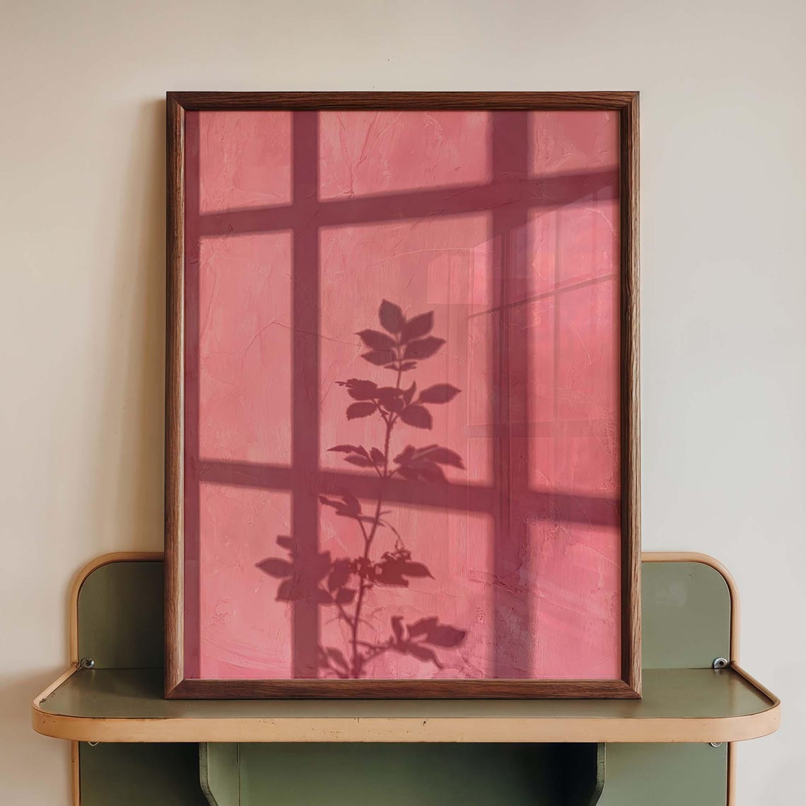Pastel Pink Shadow Botanical Print Blush Window Light Plant Wall Art Feminine Floral Poster Trendy Aesthetic Bedroom Decor - Image 6