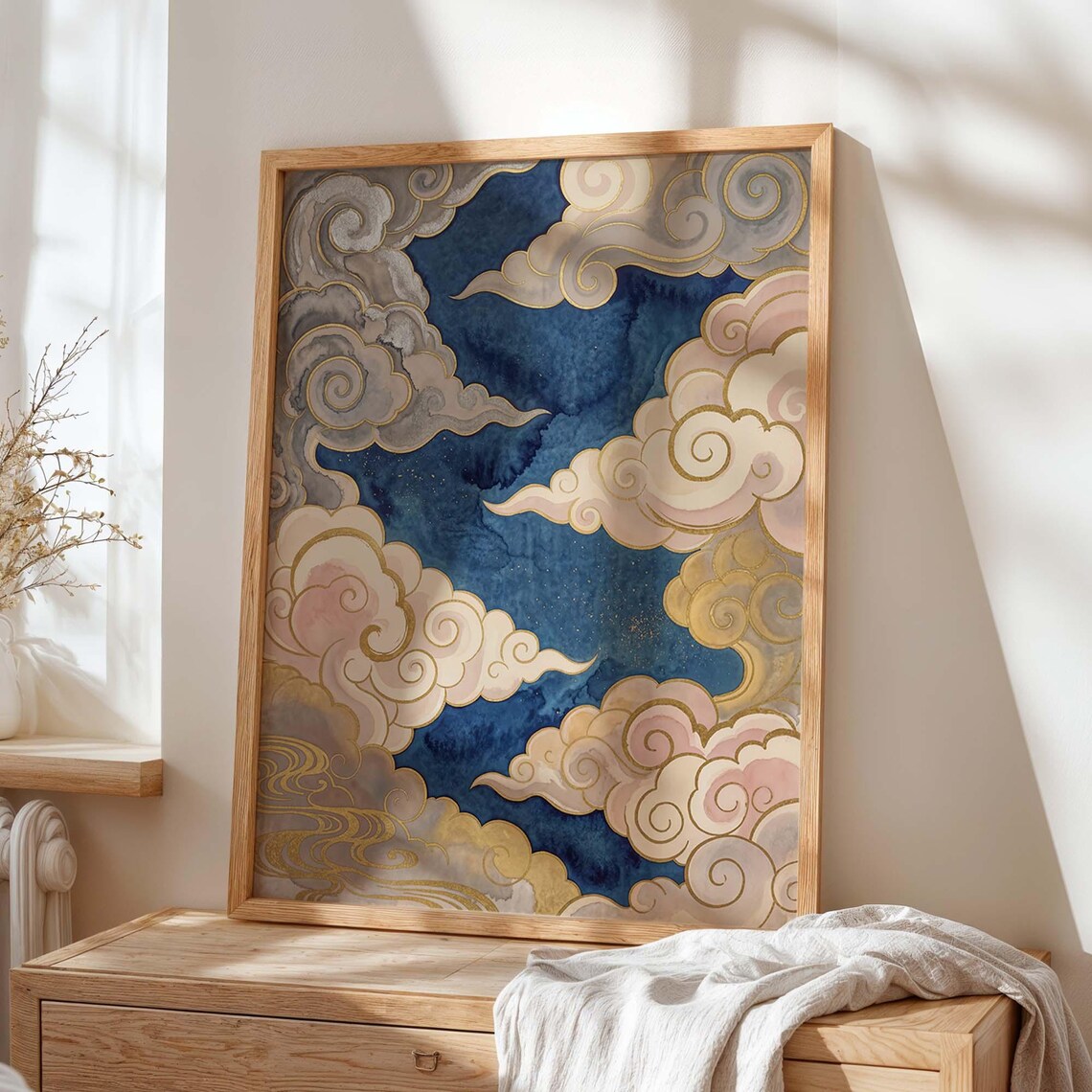 Japanese Cloud Celestial Sky Poster, Japandi Decor