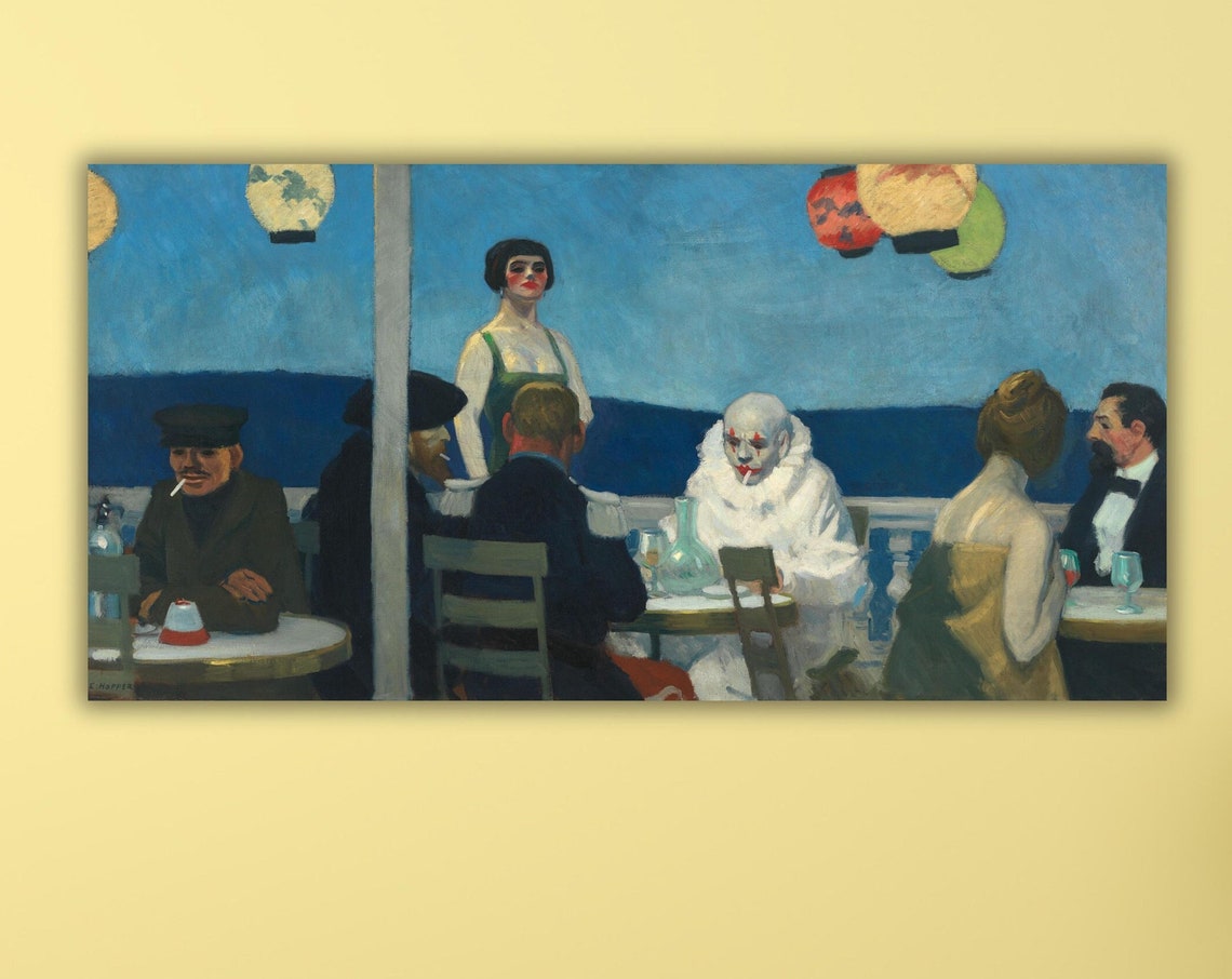 Edward Hopper Soir Bleu Clown Cafe Night Scene Classic Poster