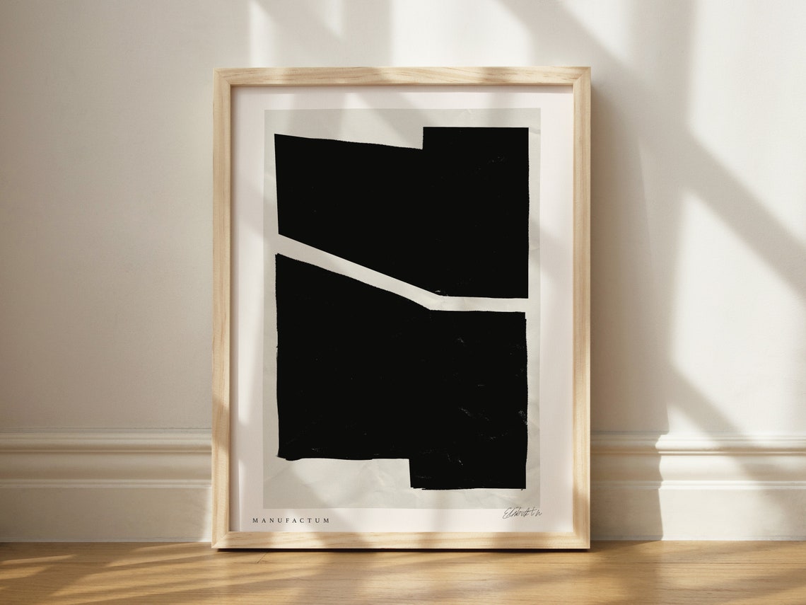 Black Geometric Abstract Bold Stripe Scandinavian Minimal Art Print