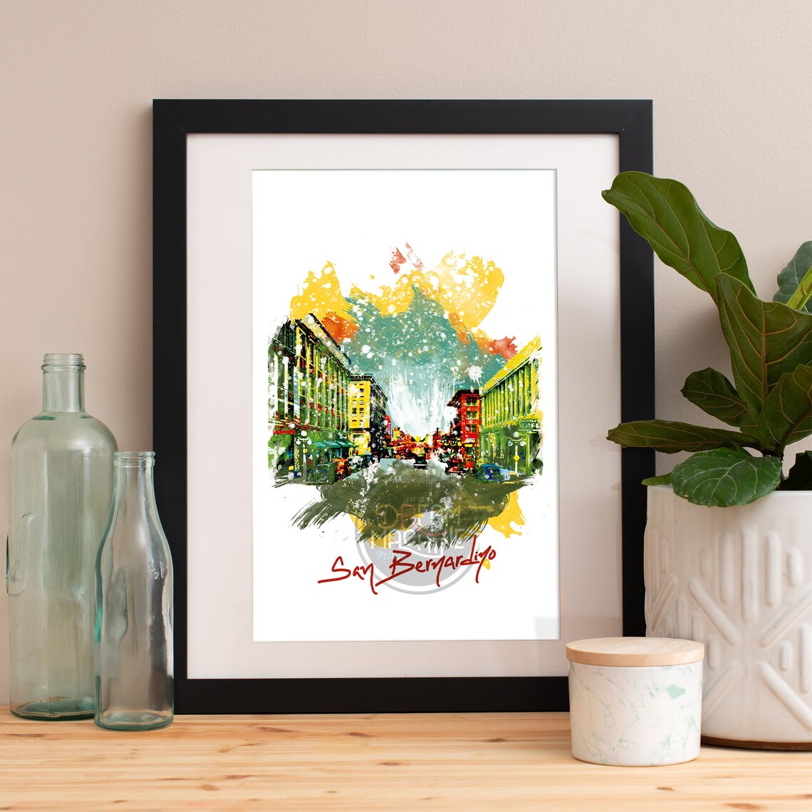 San Bernardino Skyline, Watercolor Art Print