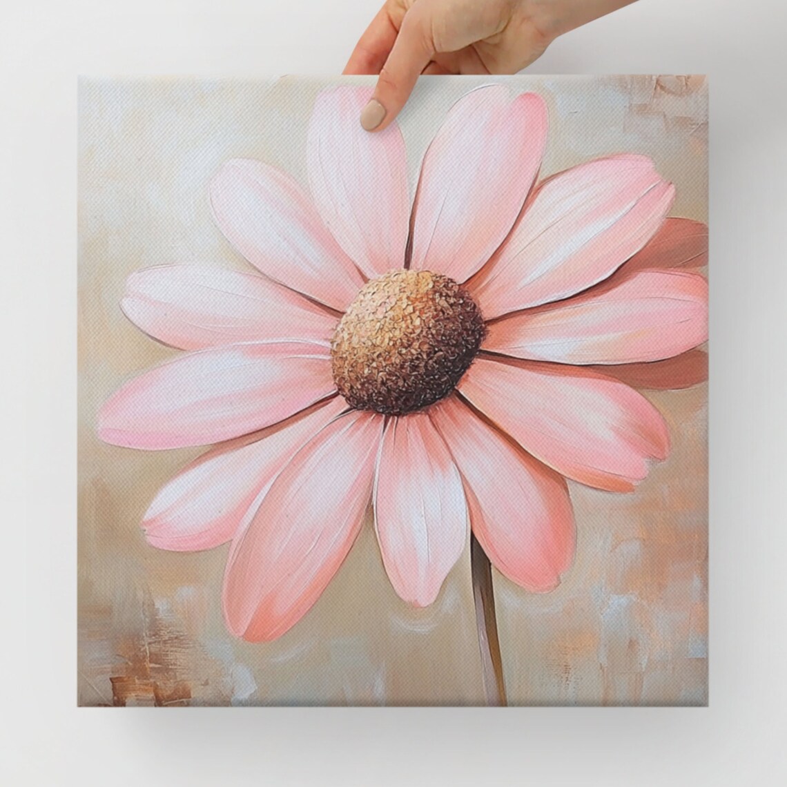 Soft Pink Daisy Blossom Close Up Neutral Beige Floral Poster