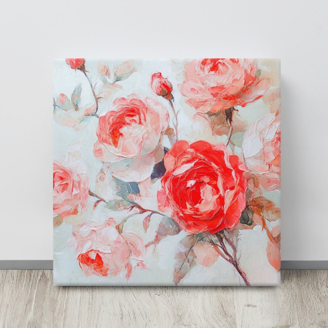 Coral Rose Print Painting Print Flower Art Rose Painting Print Living Room Art Pretty Wall Art Wall Art