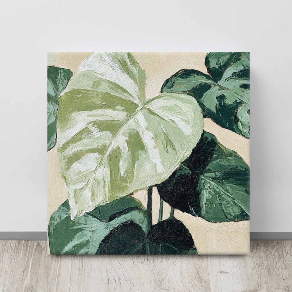 Heartleaf Philodendron Green Leaves Cream Background Plant Poster