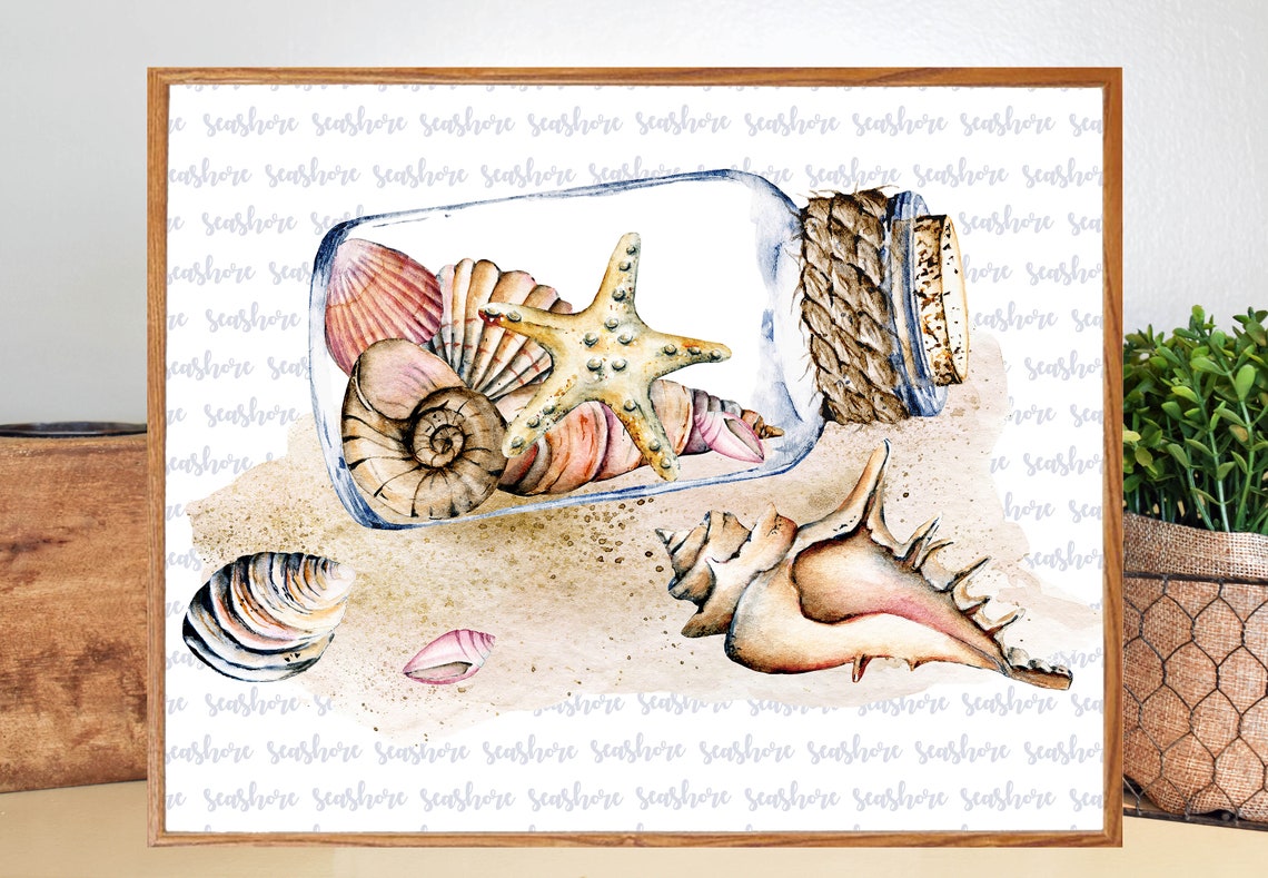 Seashells Print, Seashore Beach Decor