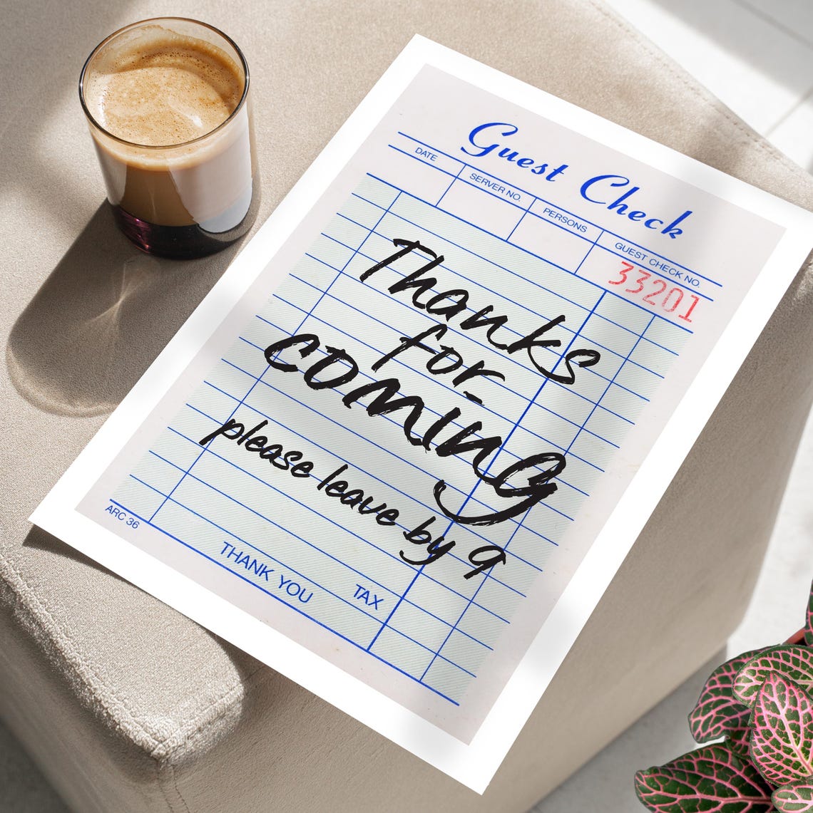 Funny Retro Guest Check Note Kitchen Decor Diner Humor Poster