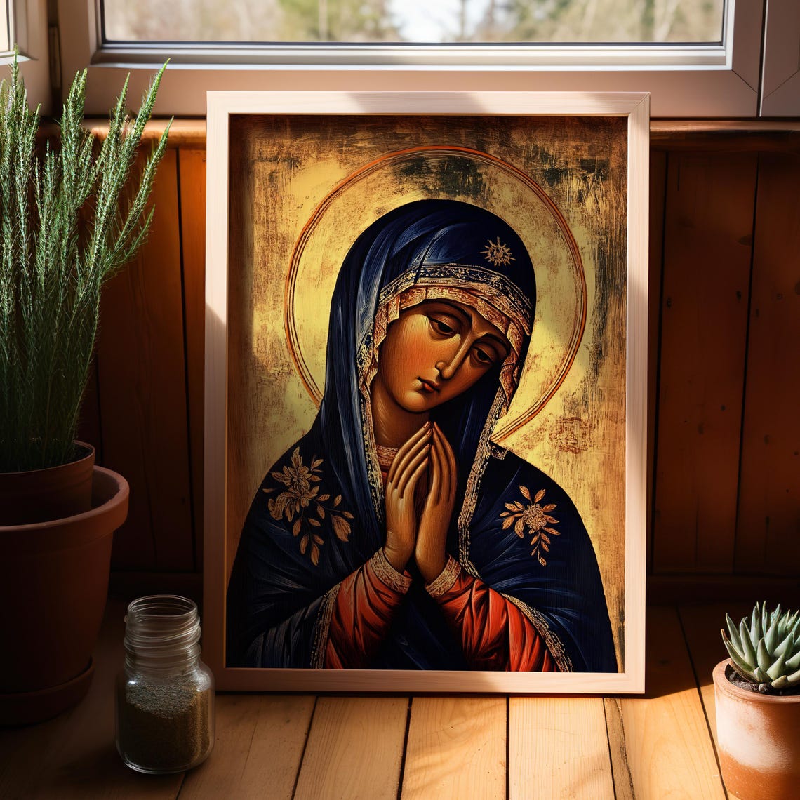 Mother Teresa Praying Orthodox Icon Religious Portrait Poster