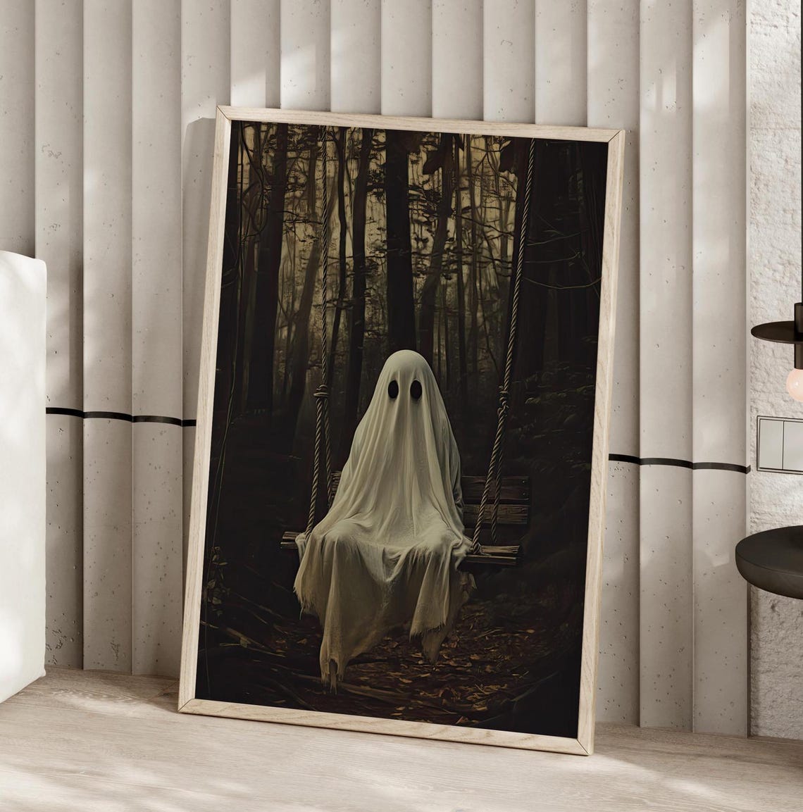 Creepy On Swing In The Woods Halloween Decor Poster Or Canvas Print Moody Art Eerie Forest