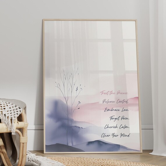 Trust The Process Release Control Watercolor Calm Mindset Wall Art