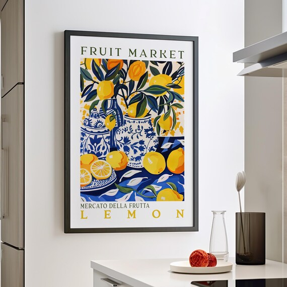 Fruit Market Lemon Italian Mercato della Frutta Citrus Kitchen Poster