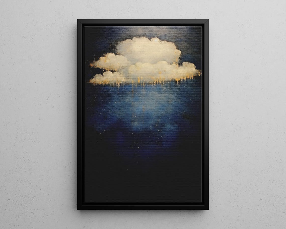 Golden Cloud Abstract Art Indigo Night Sky Cloudy Dreamscape Poster