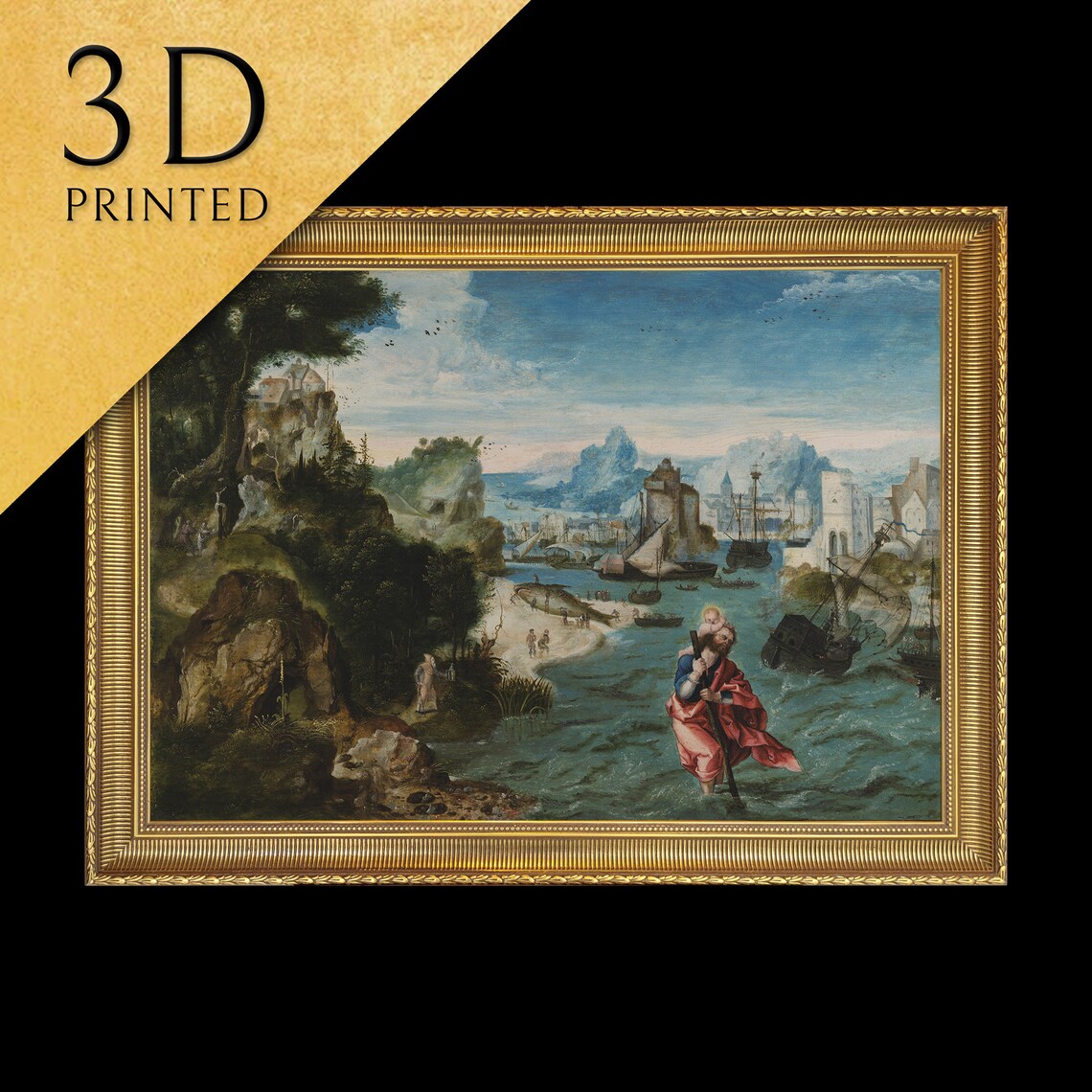 Landscape with Saint Christopher by Herri met de Bles River Crossing Poster