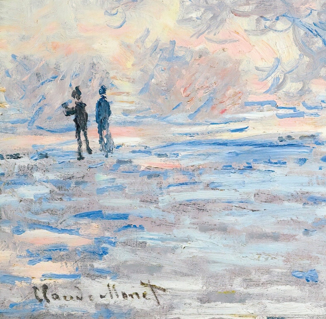 Claude Monet Frost At Giverny Winter Walk Textured Art Poster - Image 3