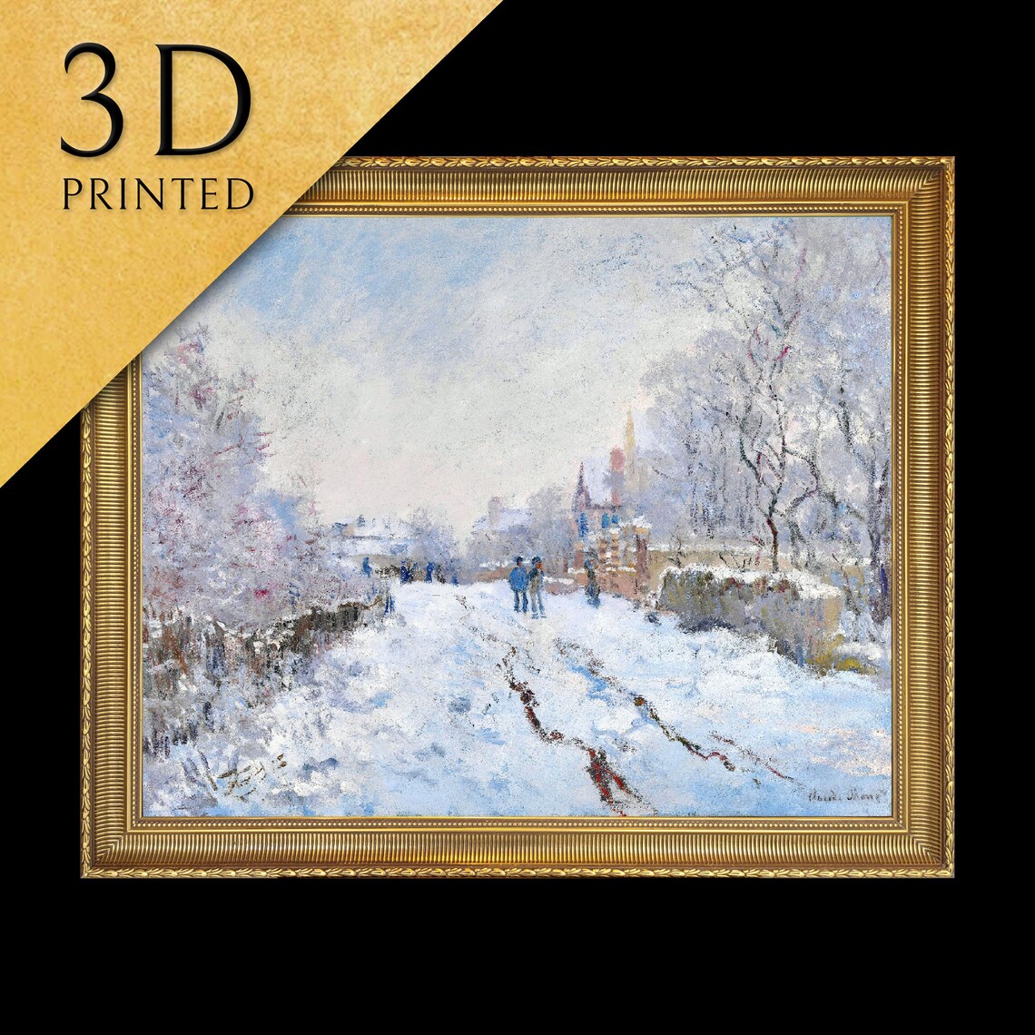 Claude Monet Snow Scene at Argenteuil Winter Village Impressionist Poster