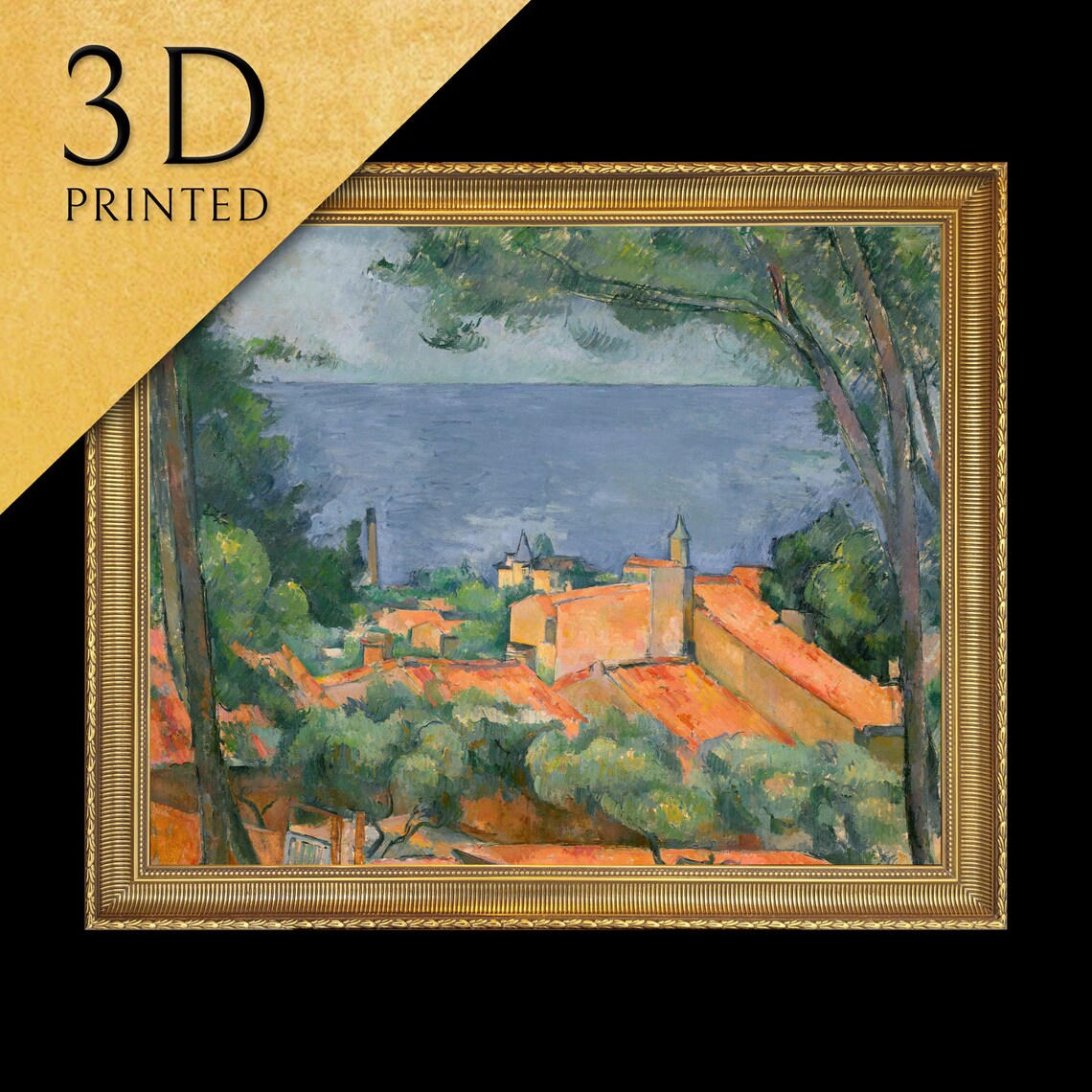 Cezanne View of L'Estaque Terracotta Roofs Overlooking the Sea Poster