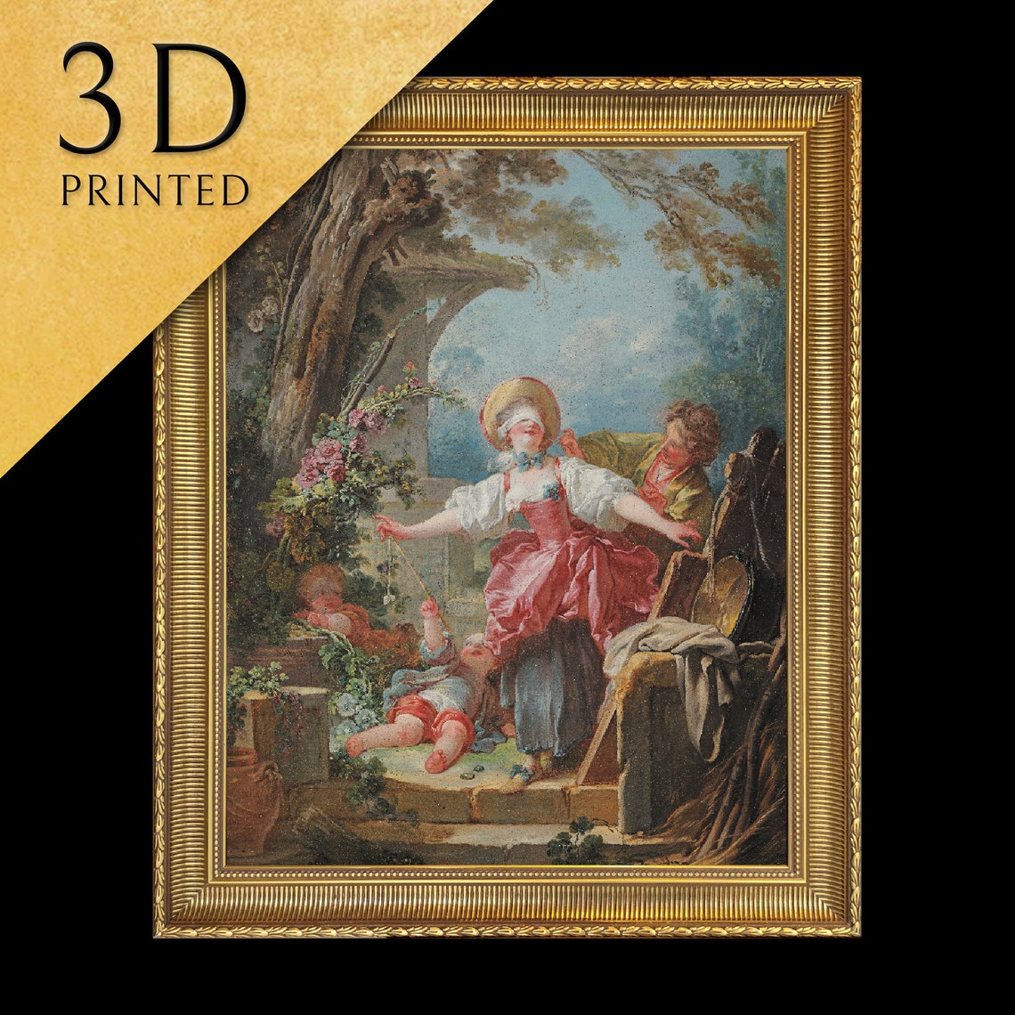 Fragonard Blind Mans Bluff Rococo Garden Game Painting Poster