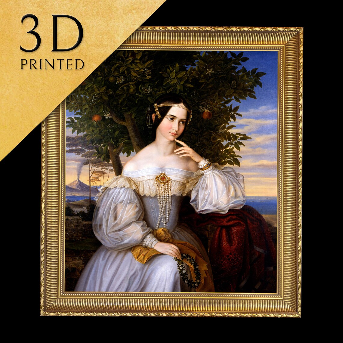 Moritz Daniel Marriage Portrait White Dress Italian Villa Scene Poster
