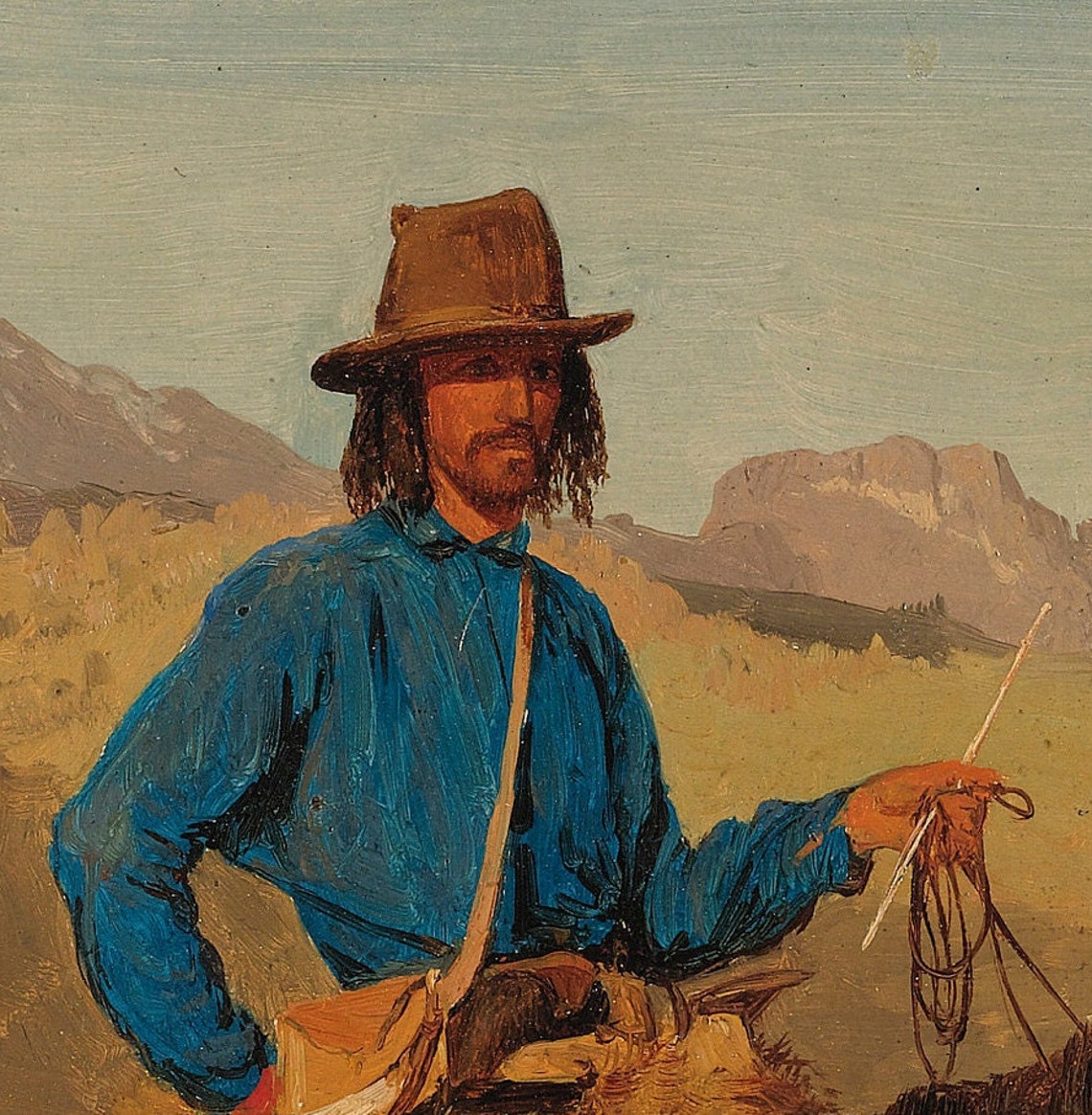Albert Bierstadt Trapper Guide Horseback Western Scene Textured Print - Image 3