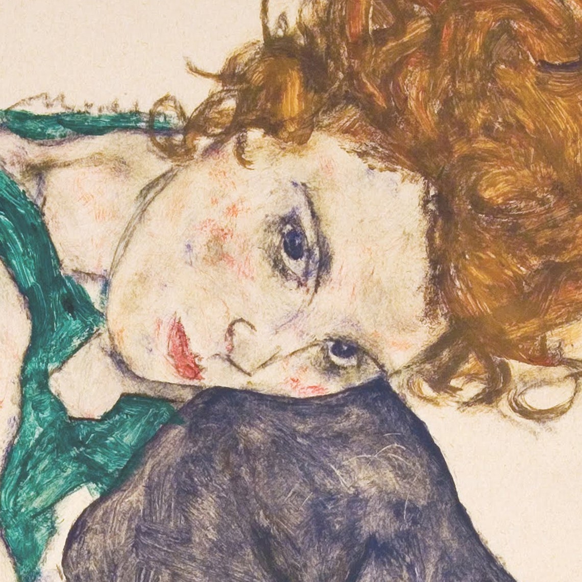 Egon Schiele Seated Woman with Legs Drawn Up Expressionist Poster - Image 2