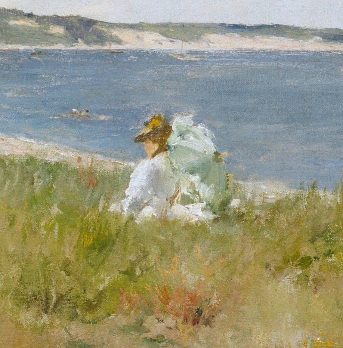 Women Picnicking on a Coastal Bluff Impressionist Art Poster - Image 2