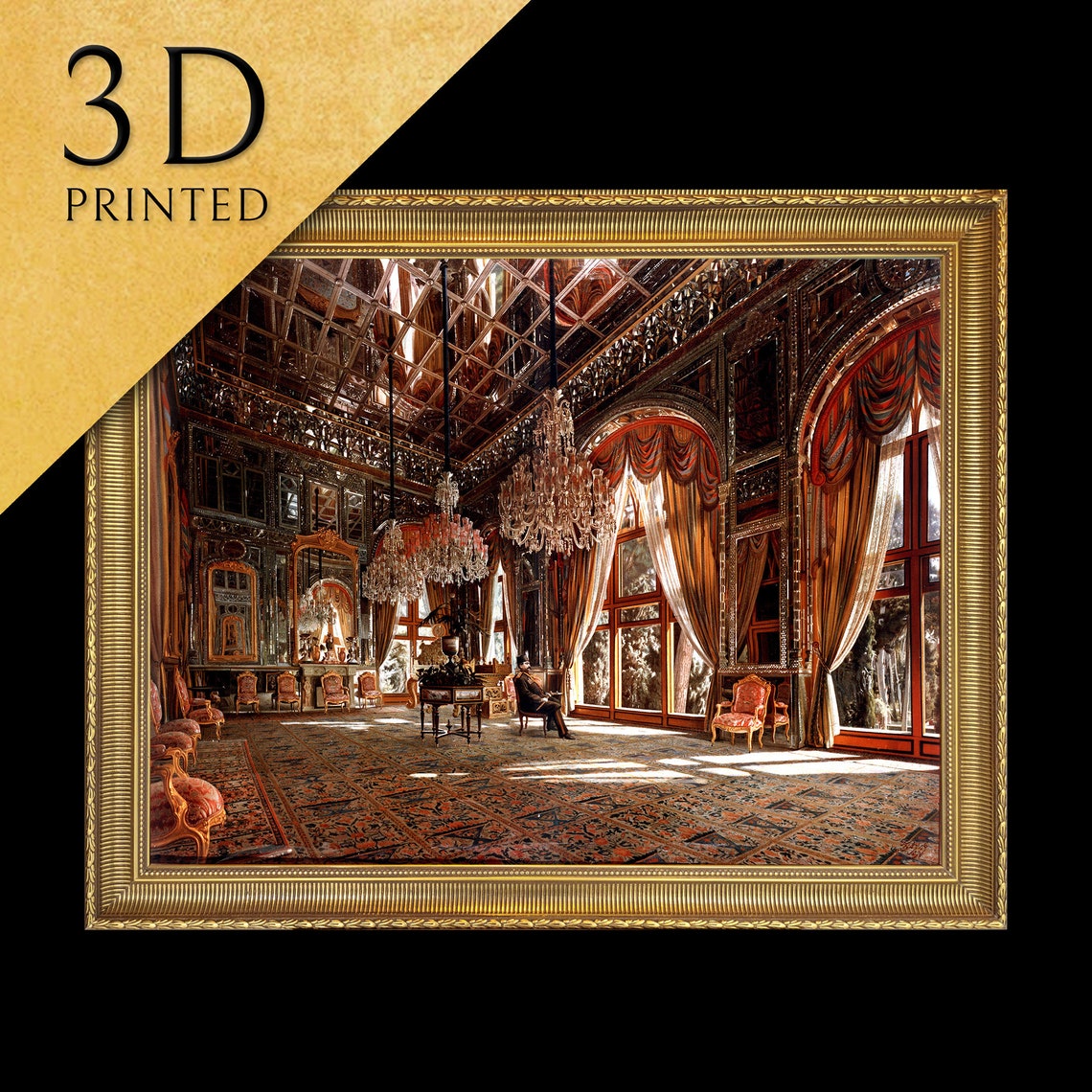Opulent Mirrored Palace Hall With Crystal Chandeliers Art Poster