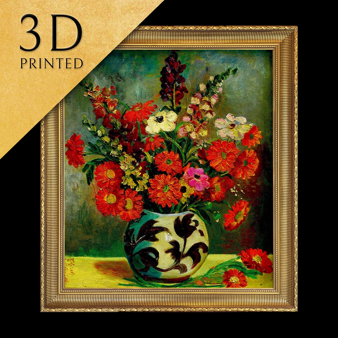 Vase of Flowers by Guan Zilan Vibrant Red Floral Still Life Poster