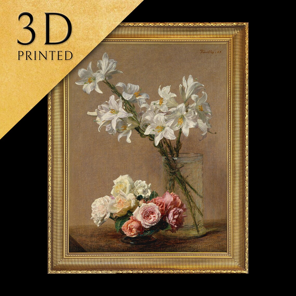 Henri Fantin Latour White Lilies Roses Still Life Classic Poster