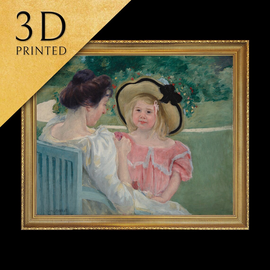 Mary Cassatt Woman and Child With a Rose in a Garden Art Poster
