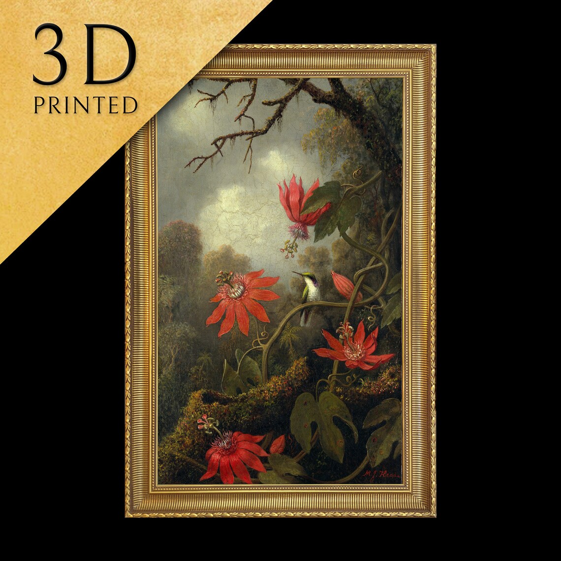 Hummingbird and Passionflowers, Heade-Inspired Art Print