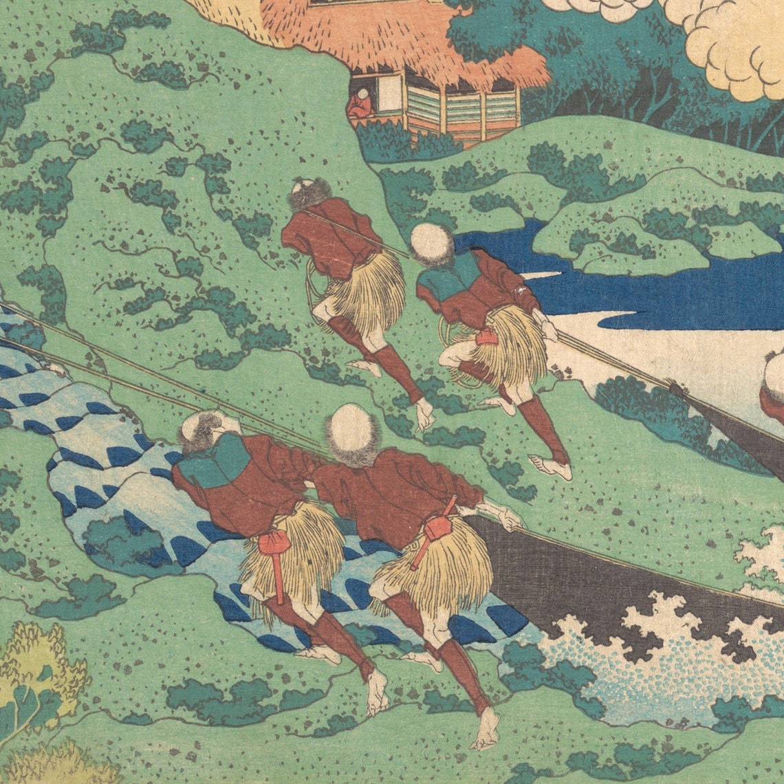 Hokusai Mount Fuji Workers Hauling a Giant Log Woodblock Art Poster - Image 3