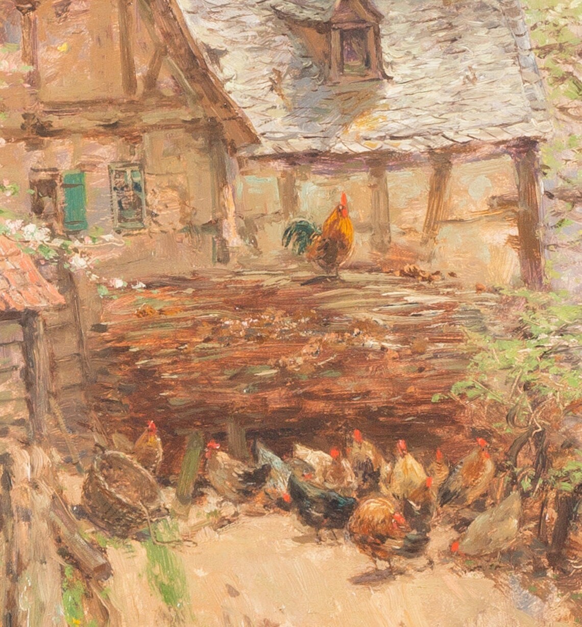 Farmstead in Spring by Heinrich Hartung Timber Farmhouse Spring Scene Poster - Image 3