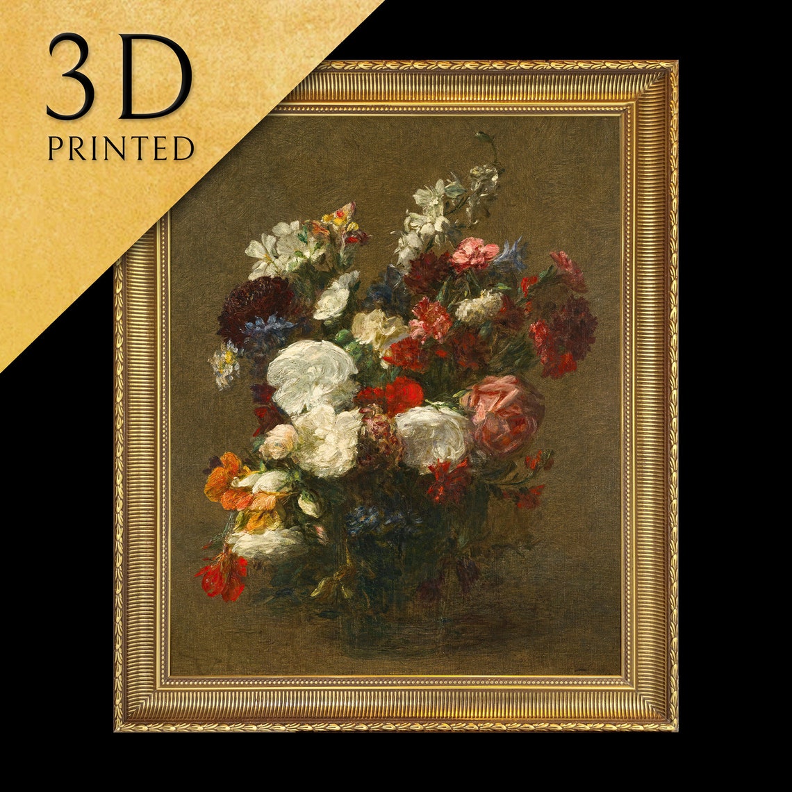 Henri Fantin Latour Mixed Flower Bouquet Dark Still Life Poster