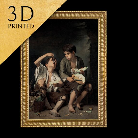 Grape And Melon Eaters By Bartolomeo Estaban Murillo 3d Printed With Texture And Brush Strokes Looks Like Original Oil Painting